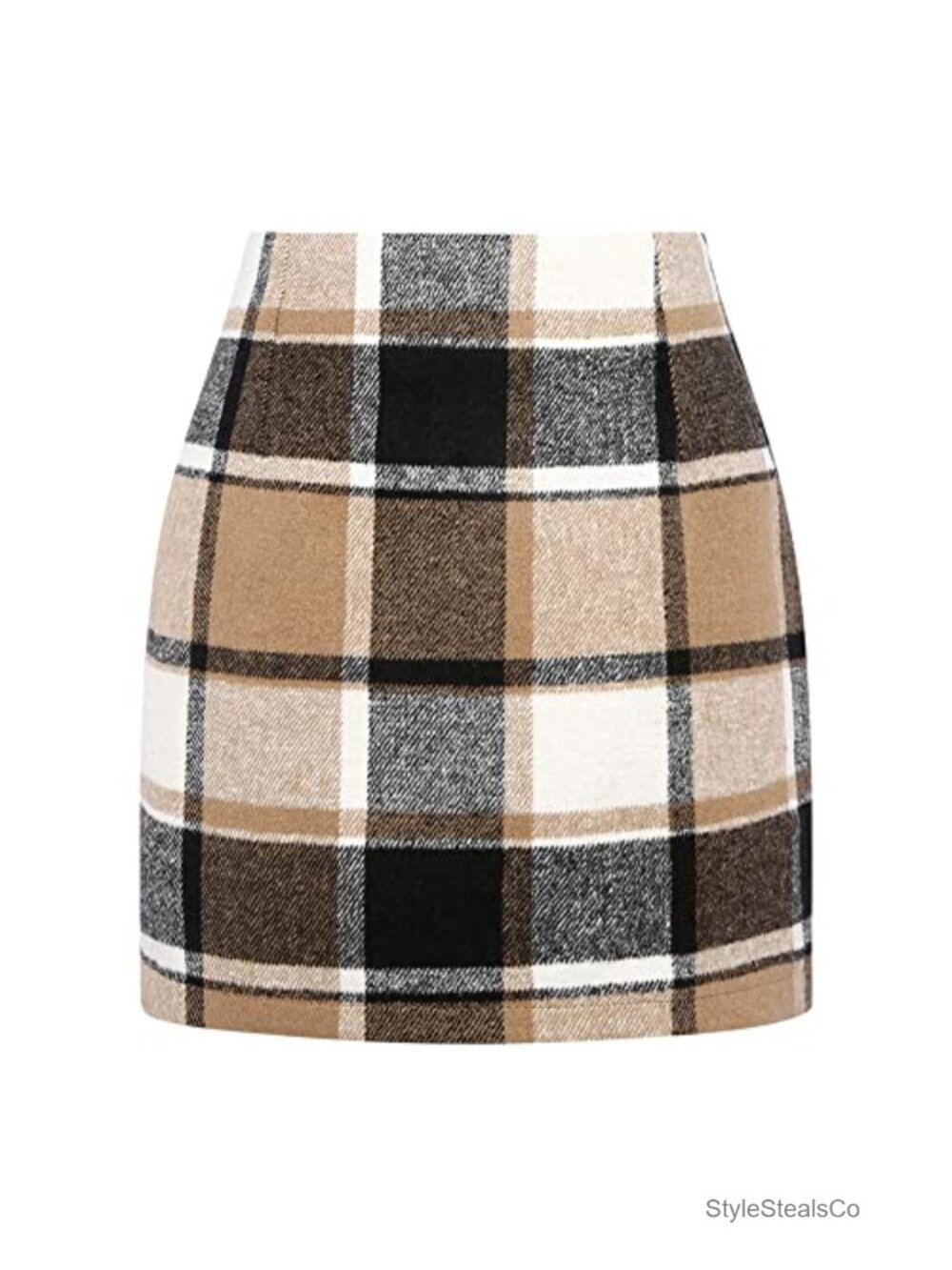 Wool Blend Plaid High Waisted Bodycon Pencil Mini Skirt
